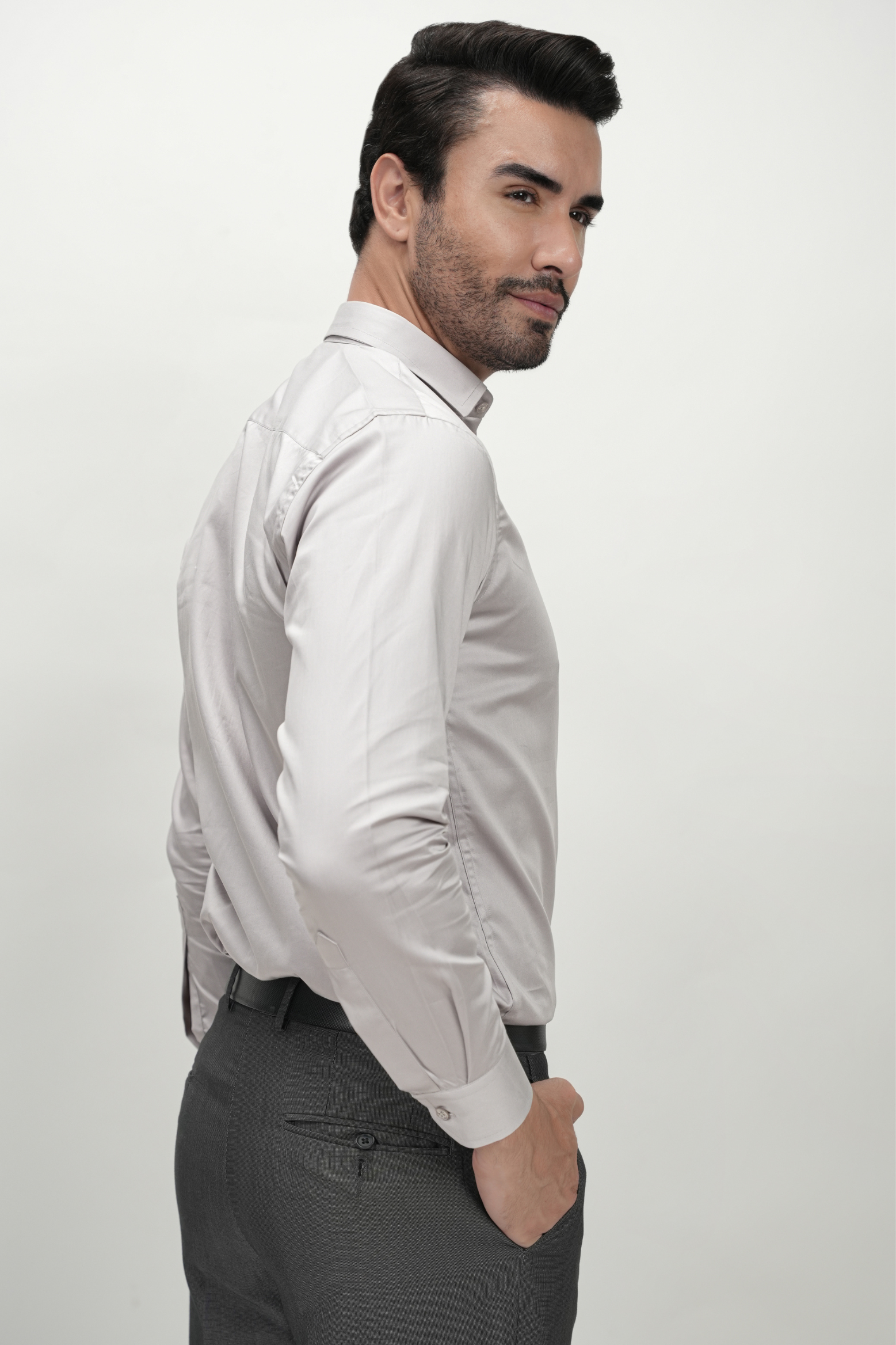 Cream White Solid Plain Formal Shirts for Men - 100% Cotton