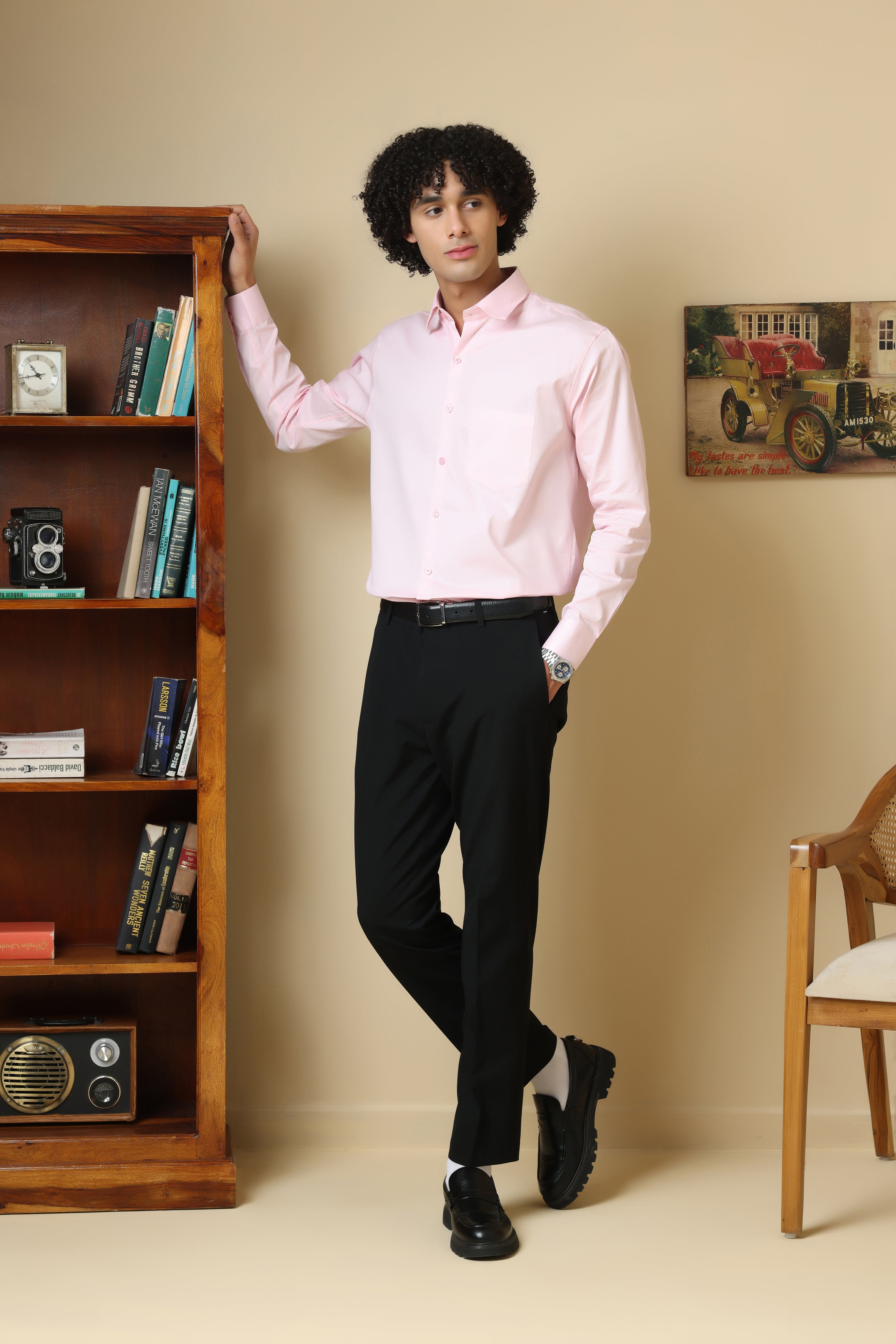 FORMAL light pink solid shirt for men