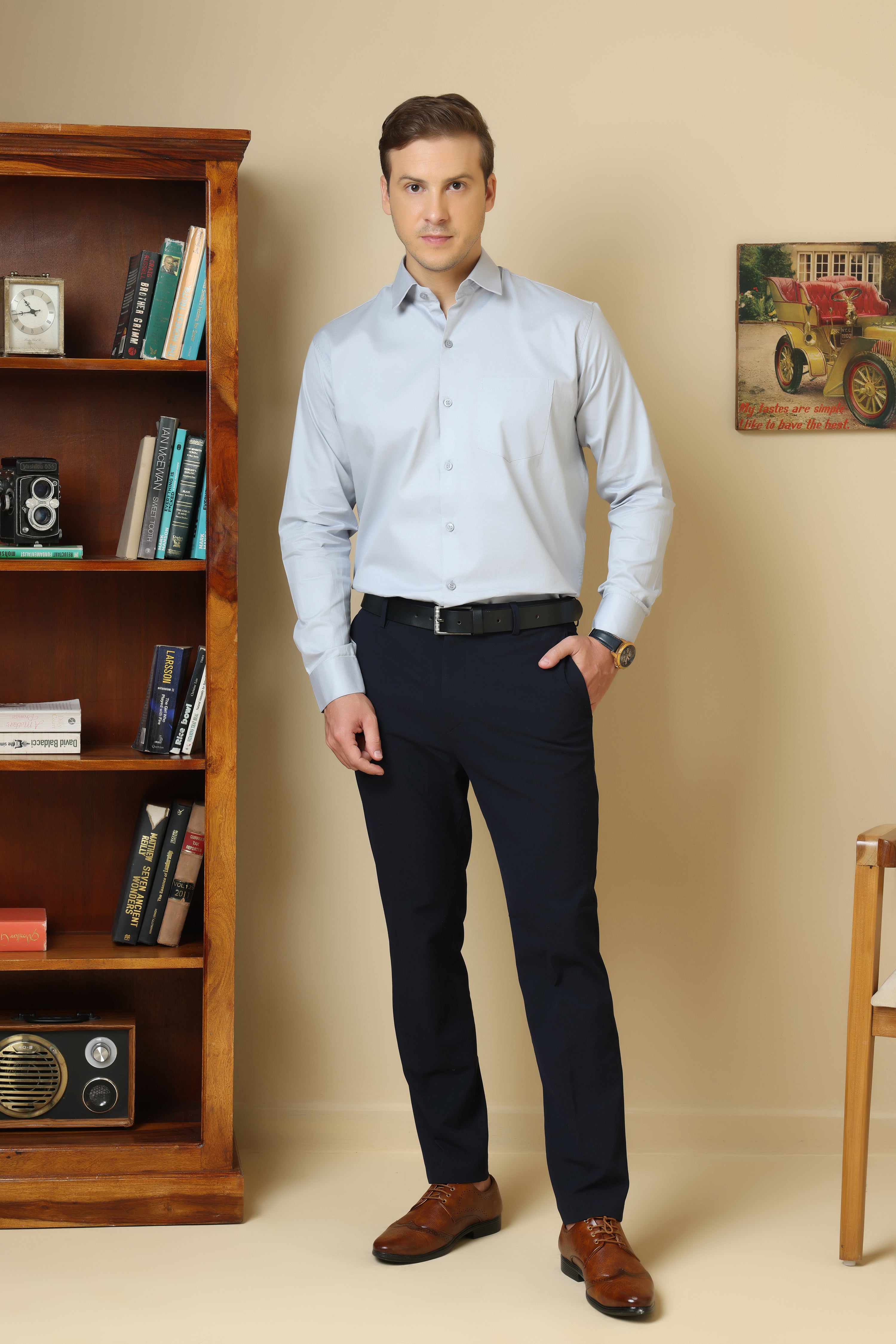 FORMAL SILVER GREY SOLID SHIRT for men