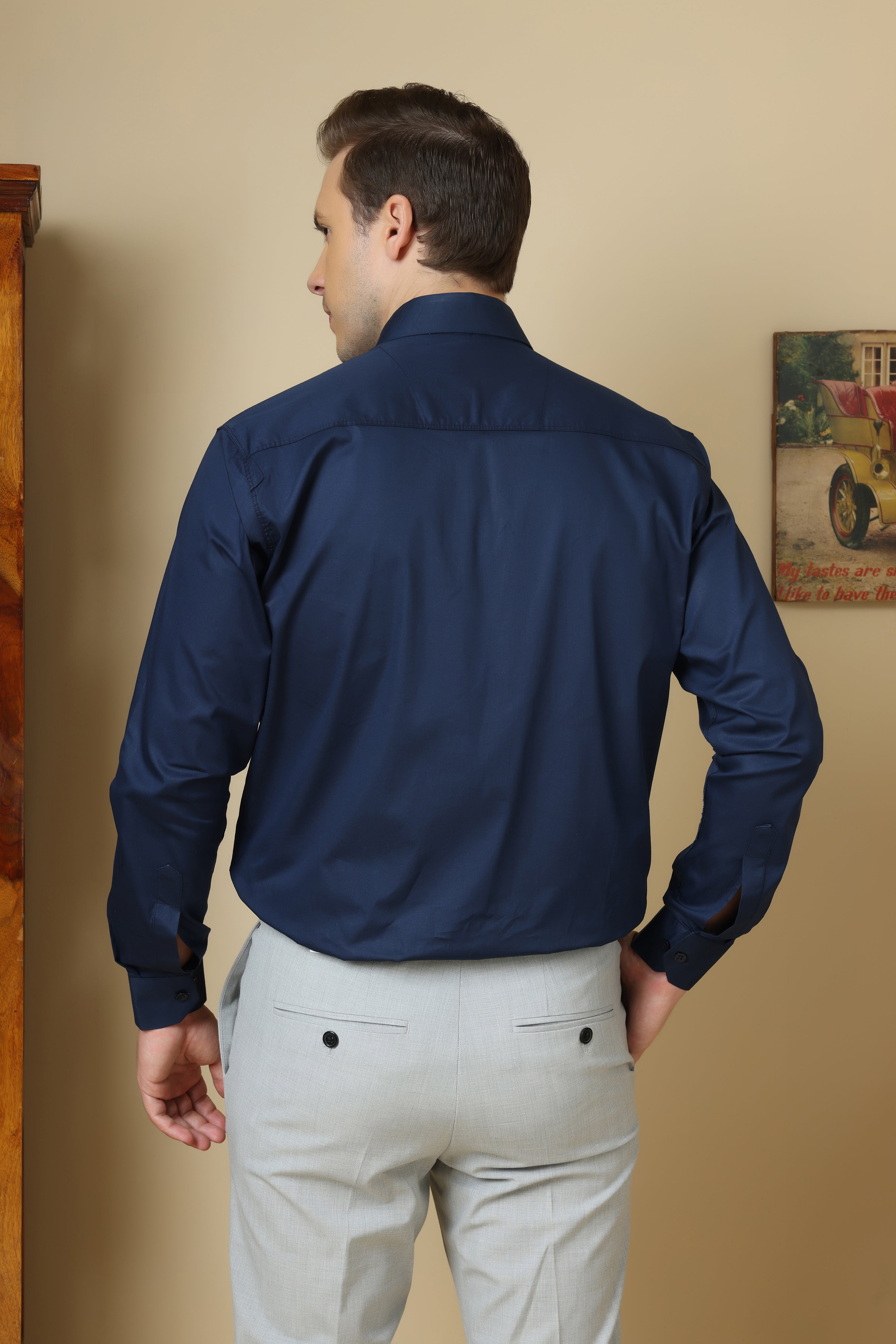 FORMAL navy blue solid shirt for men