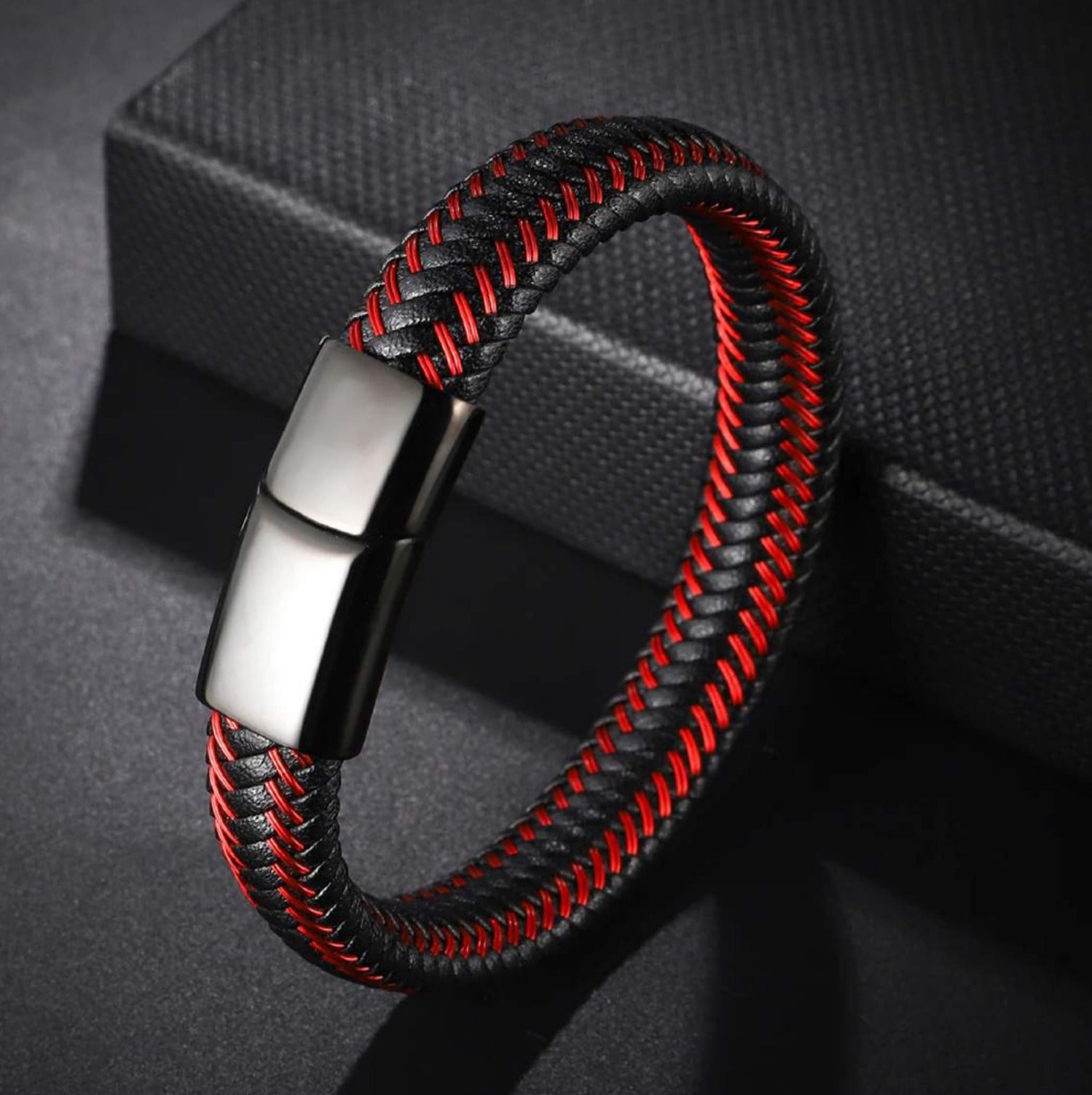 Black & Red Braided Bracelet
