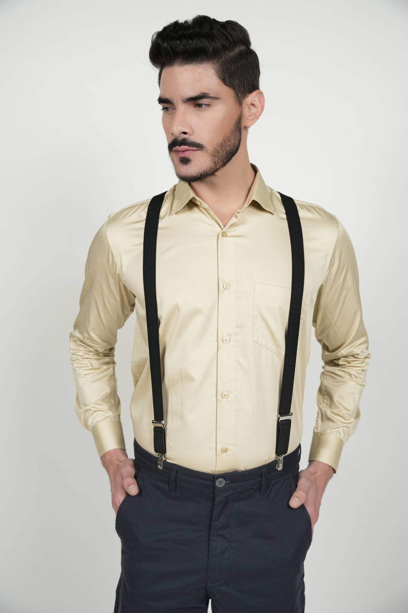 Yellow Beige Solid Plain Formal Shirts for Men - 100% Cotton